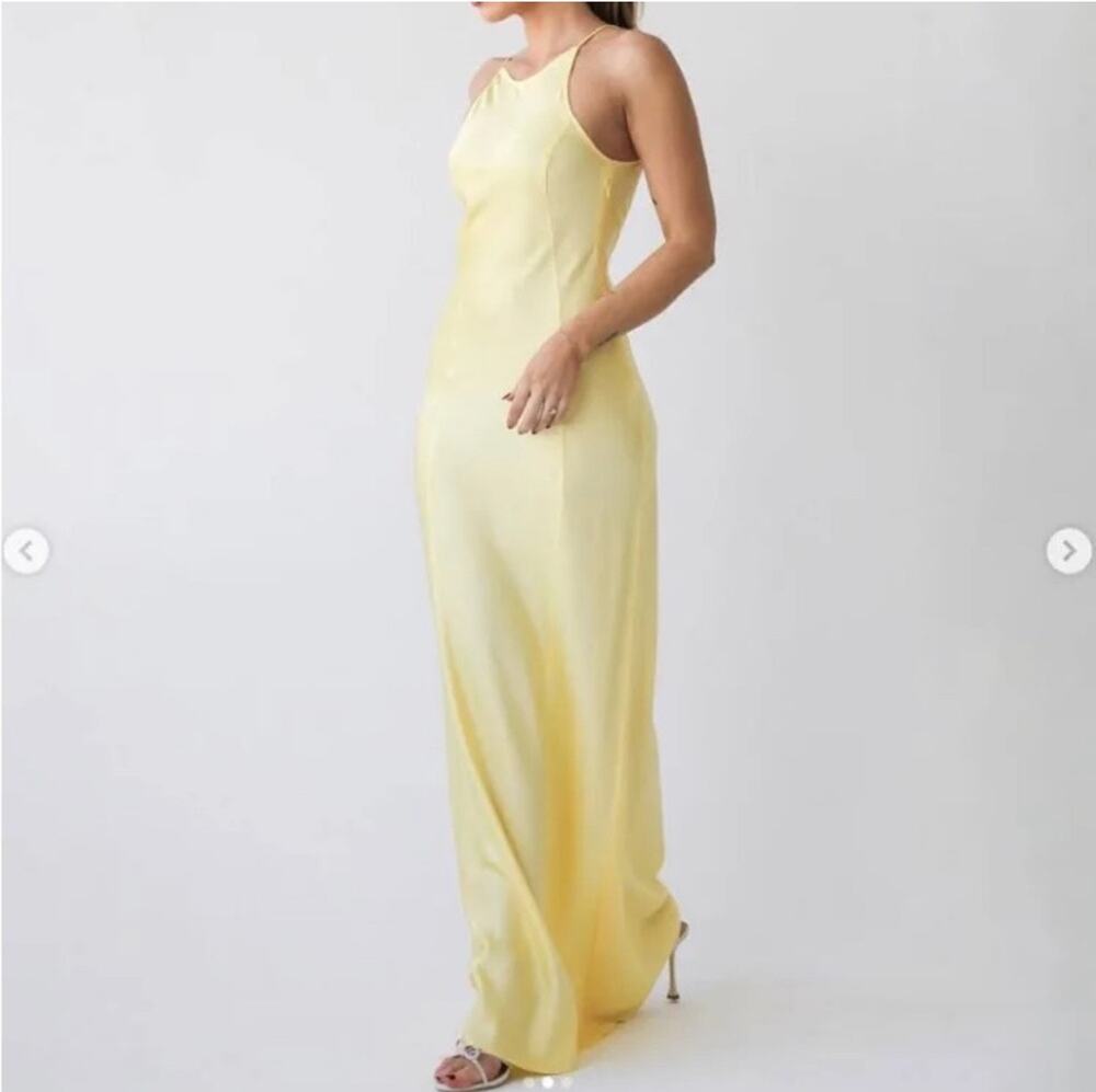 NWT Rumored Mirielle Maxi Dress Banana Yellow Open Back Formal Wedding Size XL